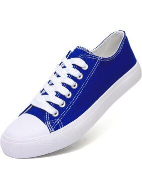 Women's Cobalt Rubber Sole Low Top Lace Up Canvas Shoes Fashion Sneakers